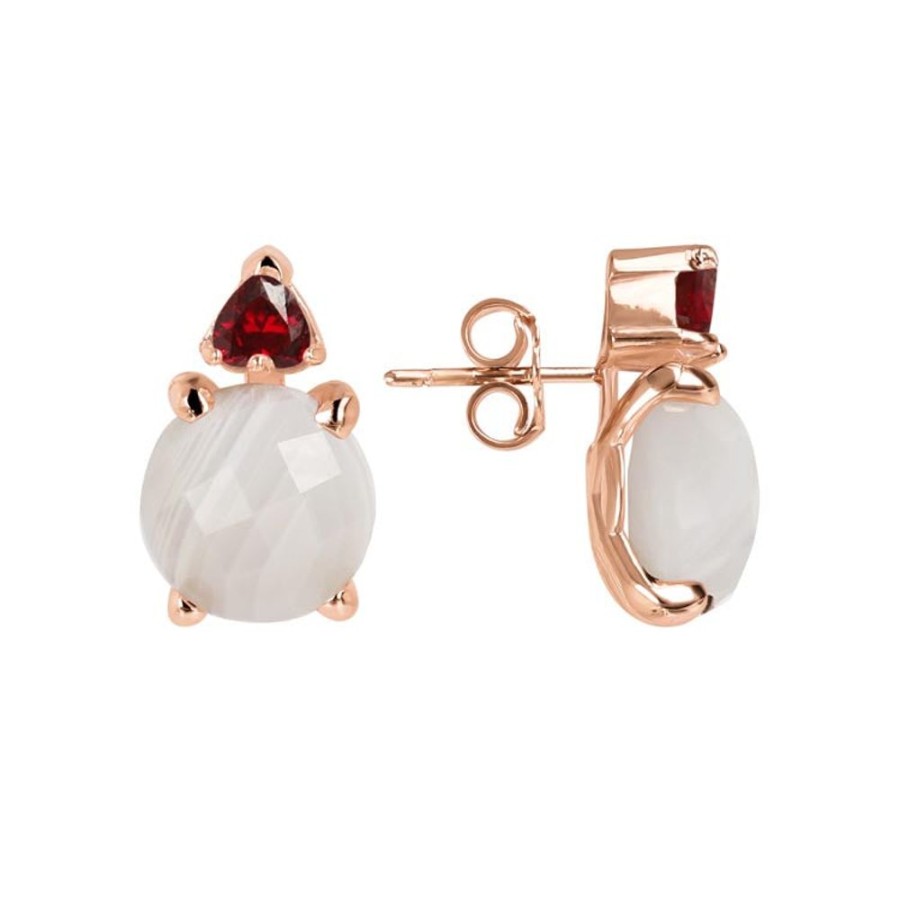 Jewellery Bronzallure | Felicia White Agate/Ruby Earrings