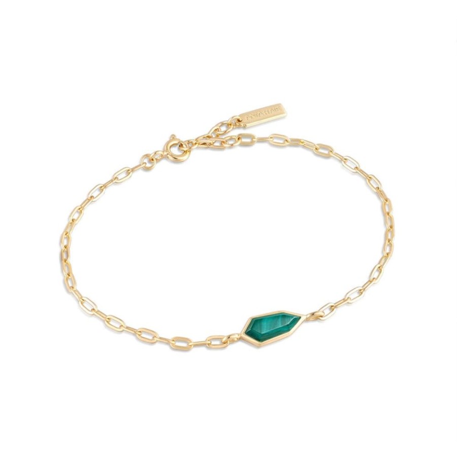 Jewellery Ania Haie | Malachite Emblem Chain Bracelet