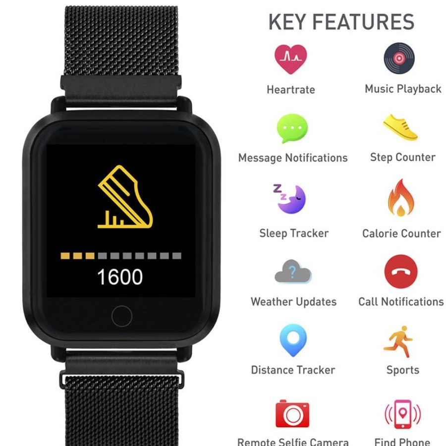 Watches Reflex Active | Series 6 Black Mesh Smart Watch