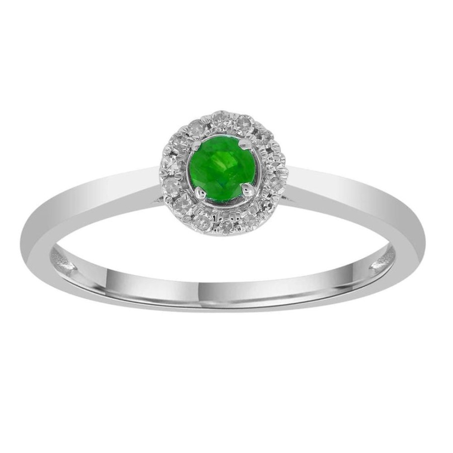 Jewellery Diamonds by WD | Emerald Ring With 0.05Ct Diamonds In 9K White Gold