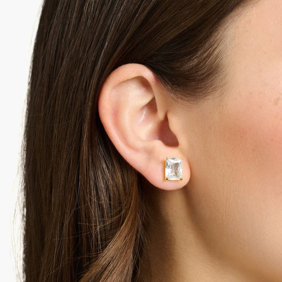 Jewellery Thomas Sabo | Thomas Sabo Ear Studs White Stone Gold