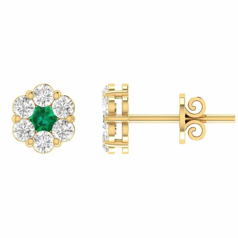 Jewellery Diamonds by WD | Emerald Diamond Stud Earrings With 0.53Ct Diamonds In 9K Yellow Gold