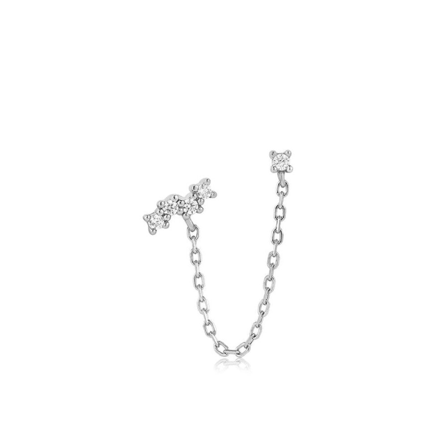 Jewellery Ania Haie | Silver Celestial Drop Chain Barbell Single Earring