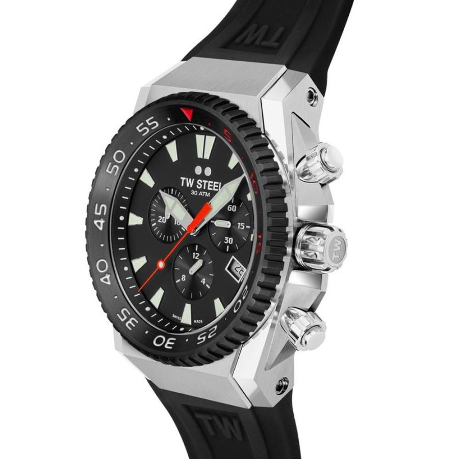 Watches TW Steel | Ace Diver 44Mm Black Rubber Strap