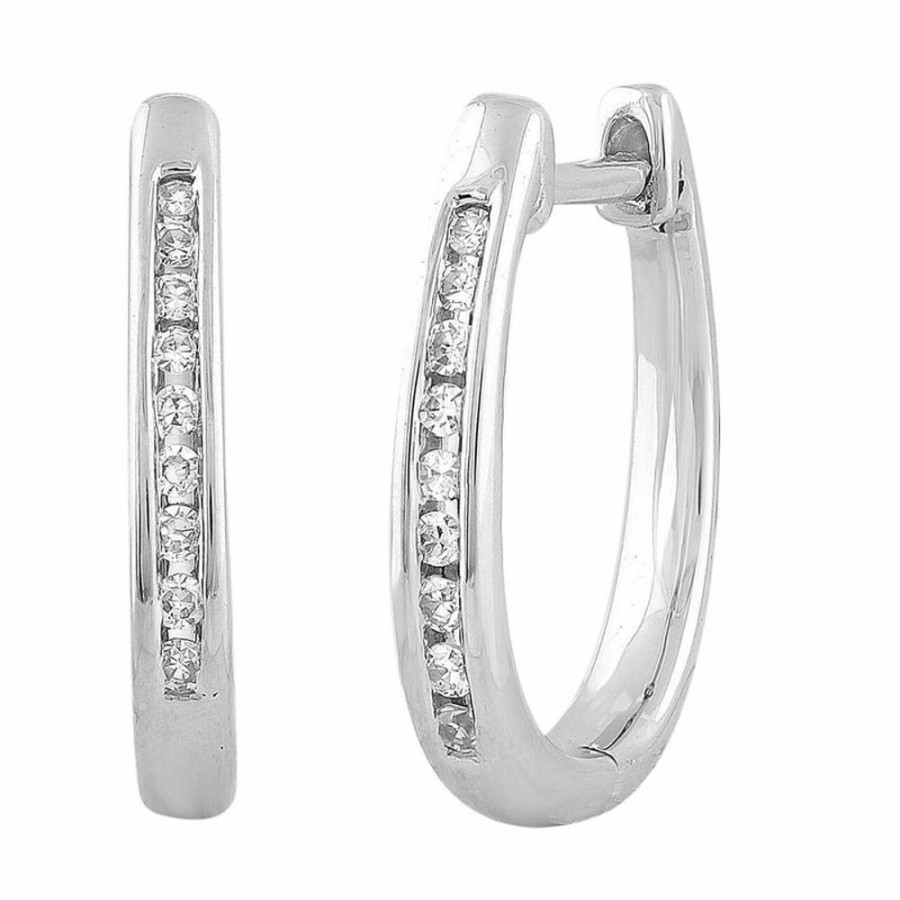 Jewellery Diamonds by WD | Huggie Earrings With 0.08Ct Diamond In 9K White Gold