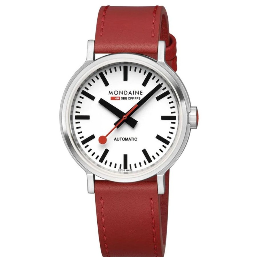 Watches Mondaine | Original Red Leather Automatic Watch