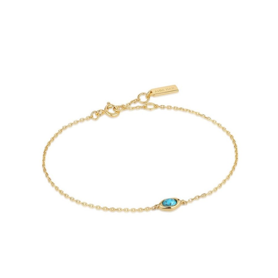 Jewellery Ania Haie | Gold Turquoise Wave Bracelet