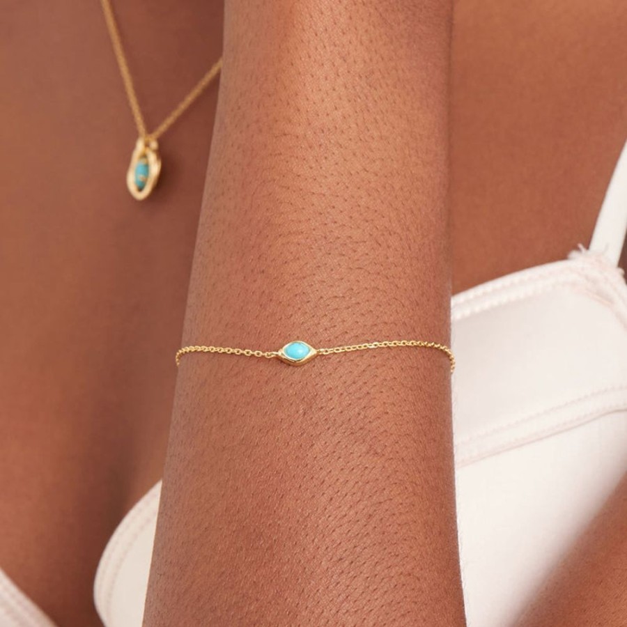 Jewellery Ania Haie | Gold Turquoise Wave Bracelet