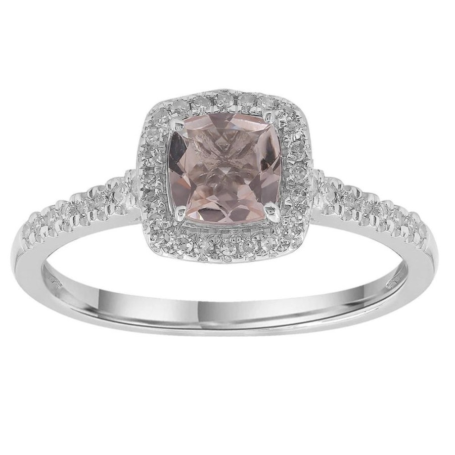 Jewellery Diamonds by WD | Morganite Ring With 0.15Ct Diamonds In 9K White Gold