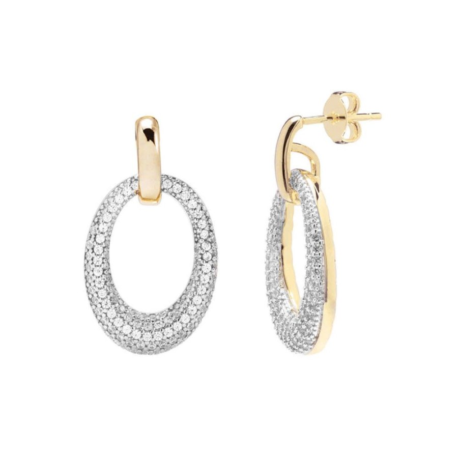 Jewellery Bronzallure | Gold Cubic Zirconia Oval Drop Earrings