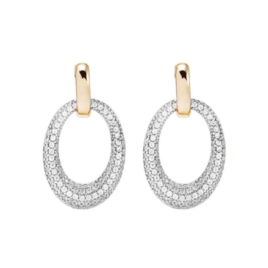 Jewellery Bronzallure | Gold Cubic Zirconia Oval Drop Earrings