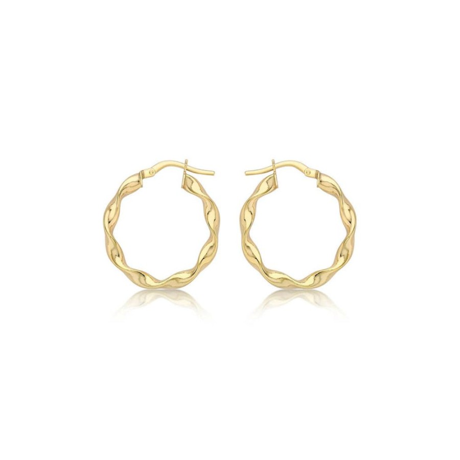 Jewellery Diamonds by WD | 9K Yellow Gold Hollow Twist Hoop Earrings 22.5Mm