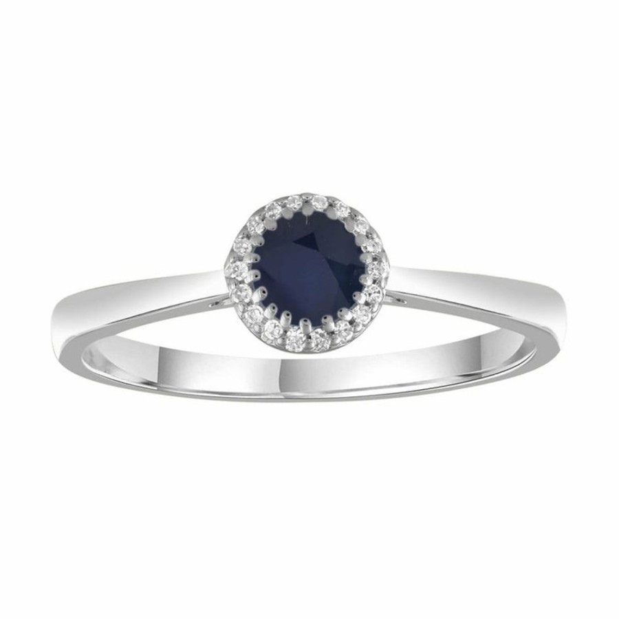 Jewellery Diamonds by WD | Diamond Sapphire Ring With 0.05Ct Diamonds In 9K White Gold