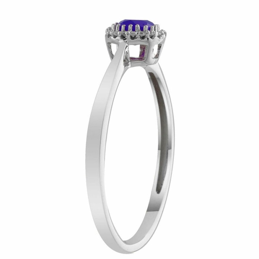 Jewellery Diamonds by WD | Diamond Sapphire Ring With 0.05Ct Diamonds In 9K White Gold