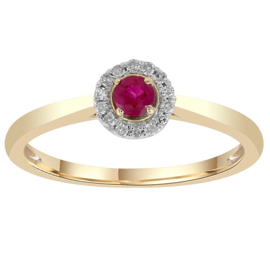 Jewellery Diamonds by WD | Ruby Ring With 0.05Ct Diamonds In 9K Yellow Gold