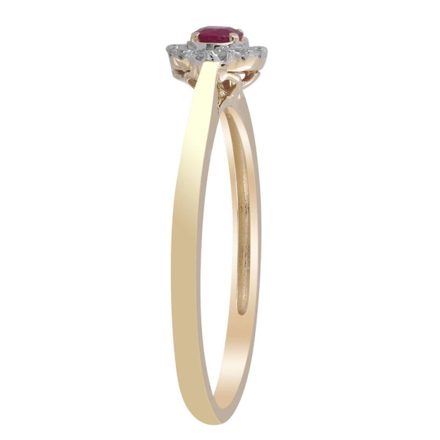 Jewellery Diamonds by WD | Ruby Ring With 0.05Ct Diamonds In 9K Yellow Gold