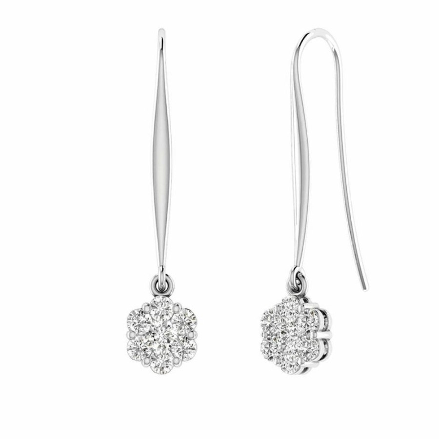 Jewellery Diamonds by WD | Cluster Hook Diamond Earrings With 0.15Ct Diamonds In 9K White Gold