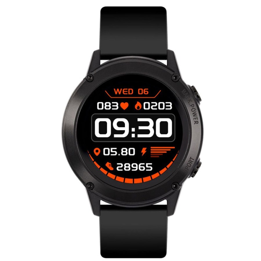 Watches Reflex Active | Series 18 Black Silicone Strap Gps Smart Watch