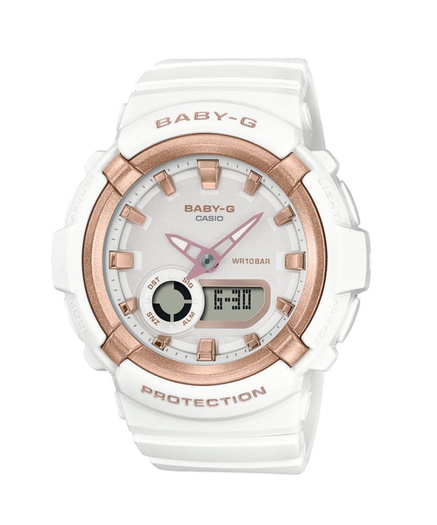 Watches Casio | Baby-G Duo Metallic Accents White Resin Band Watch