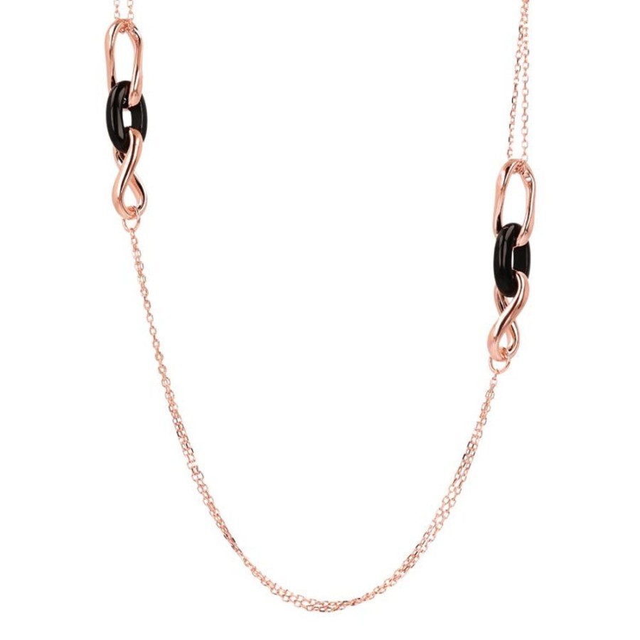 Jewellery Bronzallure | Variegata Black Onyx Link Necklace 91.4Cm