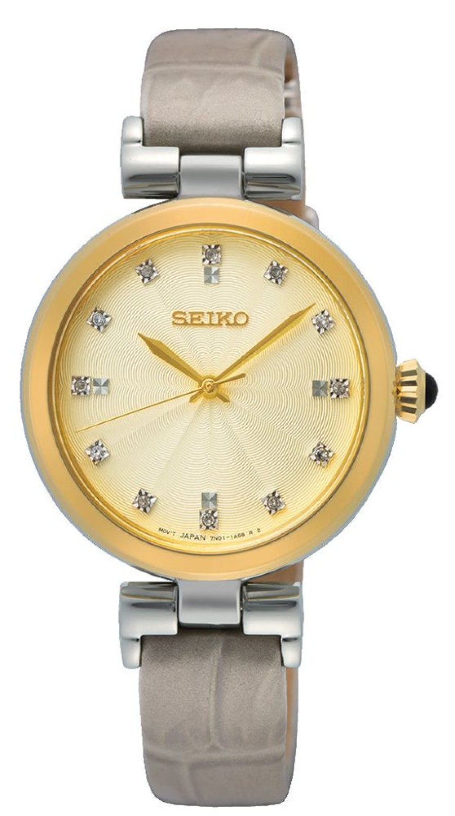 Watches Seiko | Champagne Dial Beige Leather Strap Watch