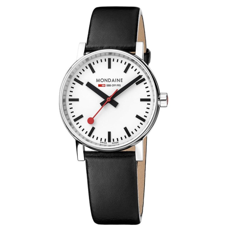 Watches Mondaine | Evo2 35Mm White Dial Leather Watch