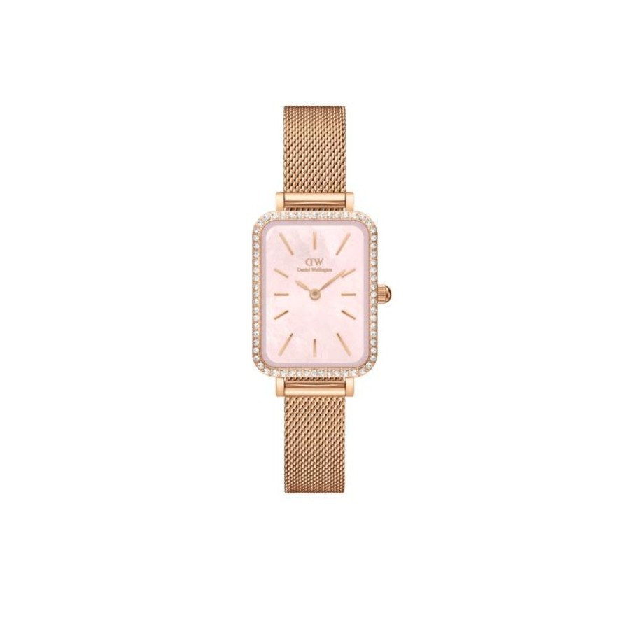 Watches Daniel Wellington | Quadro 20X26 Bezel Mesh Pink Mop Watch