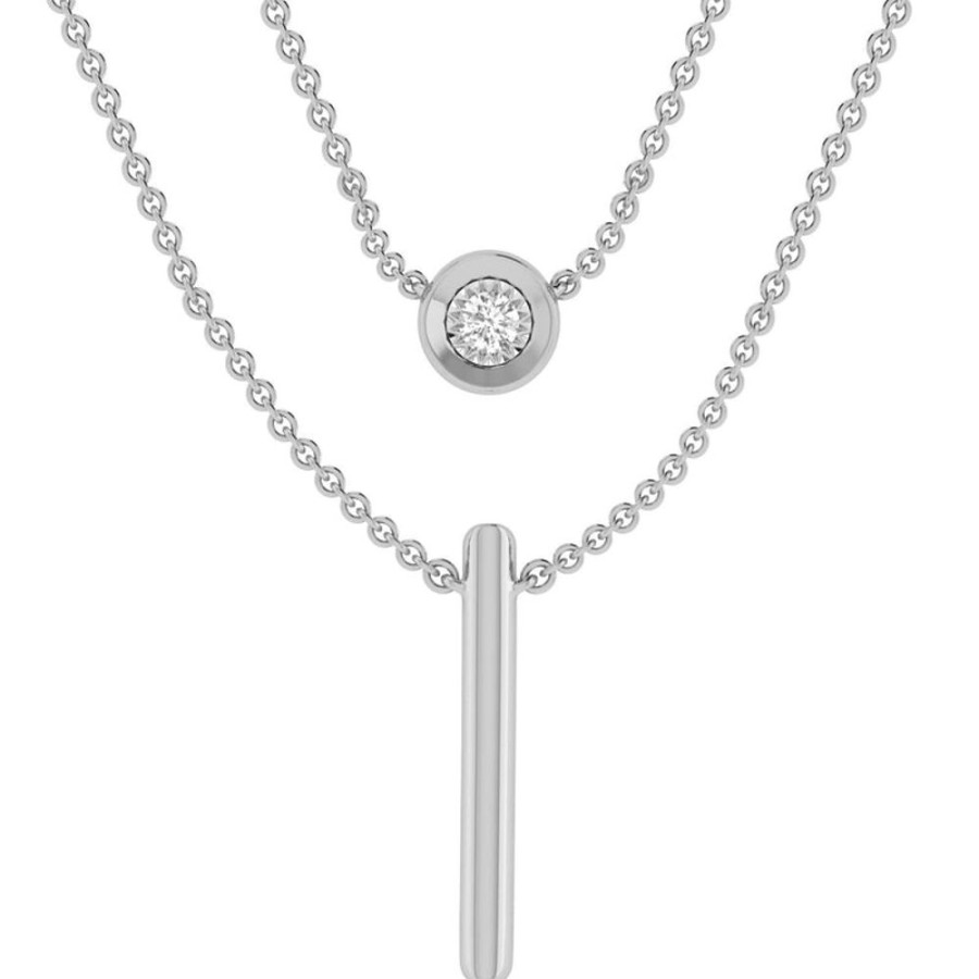 Jewellery Diamonds by WD | Double Layer Necklace With 0.10Ct Diamonds In 9K White Gold