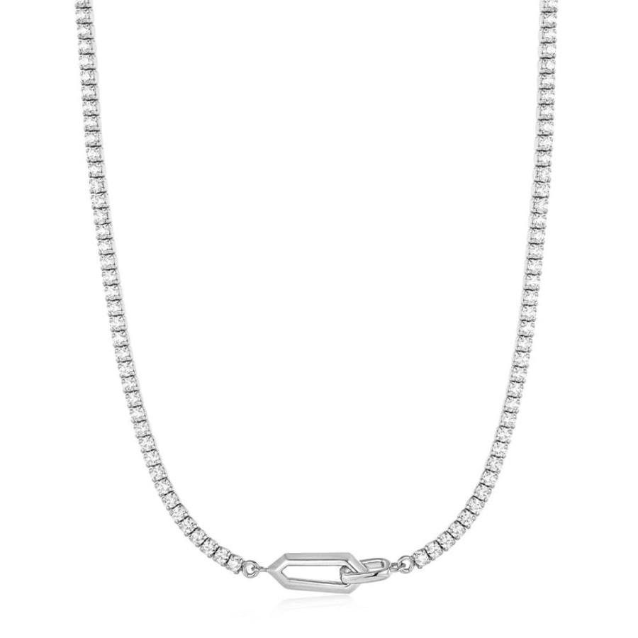 Jewellery Ania Haie | Silver Sparkle Chain Interlock Necklace