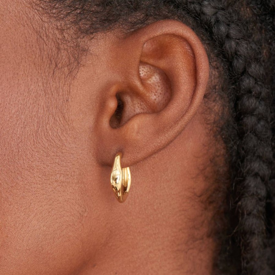 Jewellery Ania Haie | Gold Wave Huggie Hoop Earrings