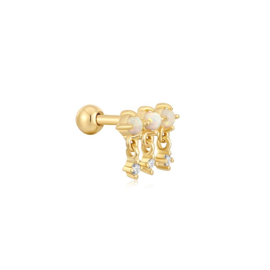 Jewellery Ania Haie | Gold Kyoto Opal Drop Sparkle Barbell Single Earring