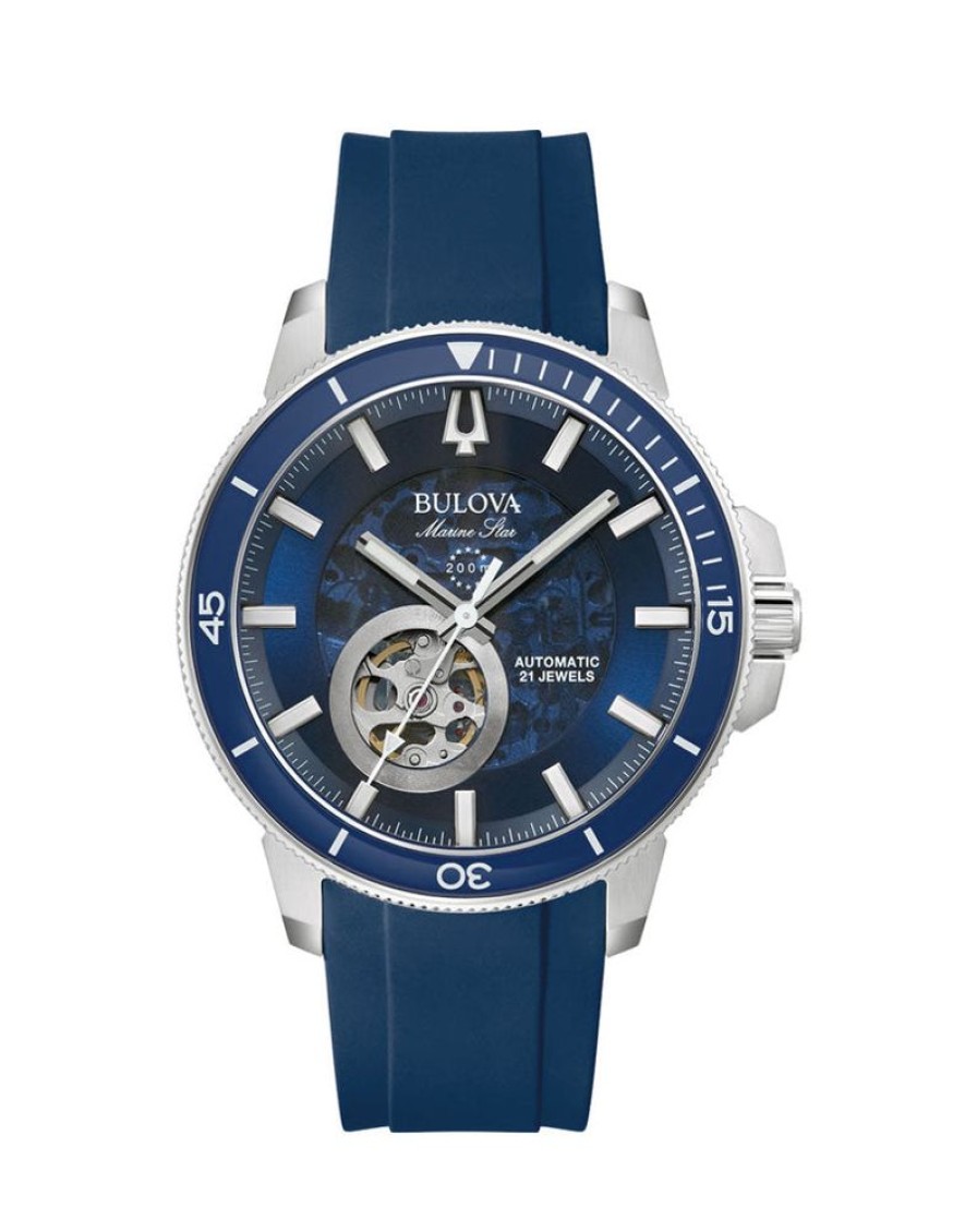 Watches Bulova | Marine Star Blue Dial Blue Rubber Band Automatic