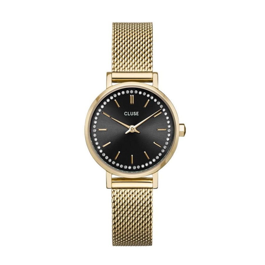 Watches Cluse | Boho Chic Petite Black Crystals/Gold Mesh