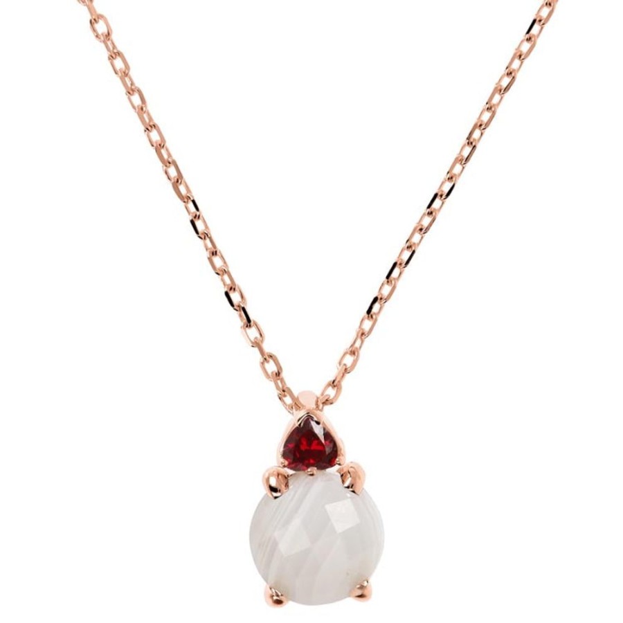 Jewellery Bronzallure | Felicia White Agate/Ruby Necklace 47Cm