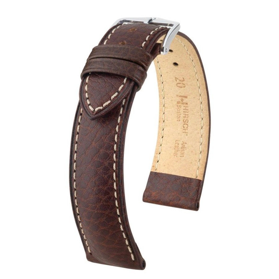 Accessories HIRSCH | Hirsch Boston Medium Brown Silver Buckle Band