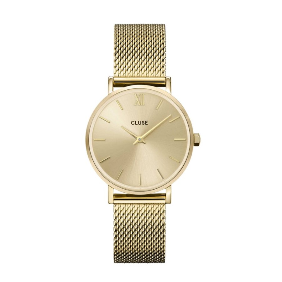 Watches Cluse | Cluse Minuit Mesh Full Gold Watch