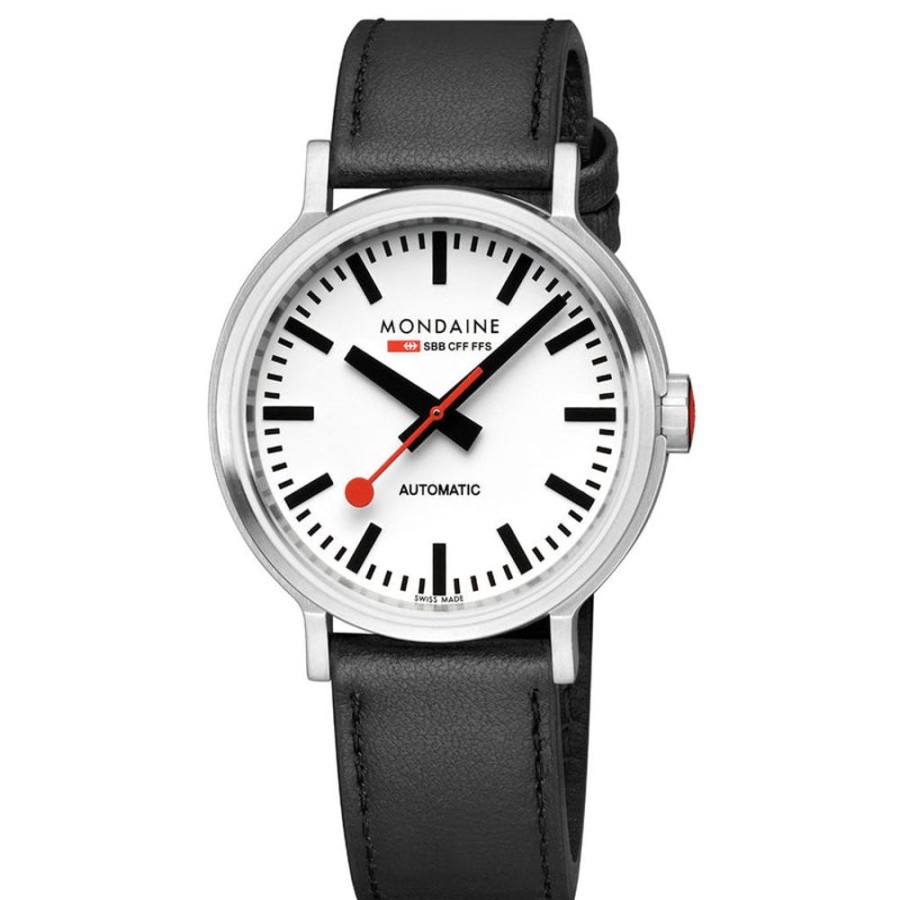 Watches Mondaine | Original Automatic 41Mmwhite Dial Leather Watch