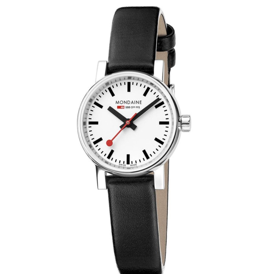 Watches Mondaine | Evo2 Petite 26Mm White Dial Leather Watch