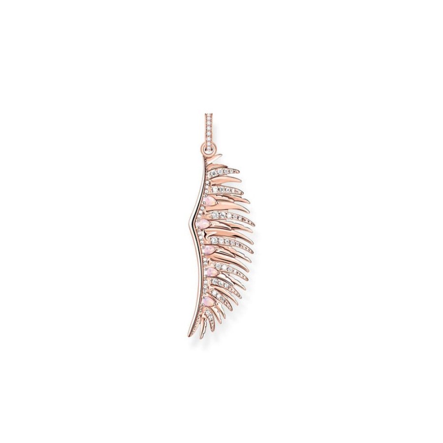 Jewellery Thomas Sabo | Thomas Sabo Pendant Phoenix Wing With Pink Stones Rose Gold