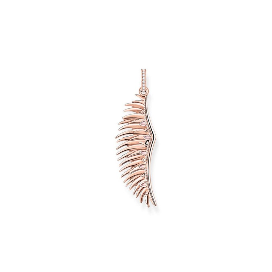 Jewellery Thomas Sabo | Thomas Sabo Pendant Phoenix Wing With Pink Stones Rose Gold