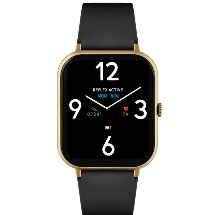 Watches Reflex Active | Series 23 Gold Case & Black Silicon Strap Watch