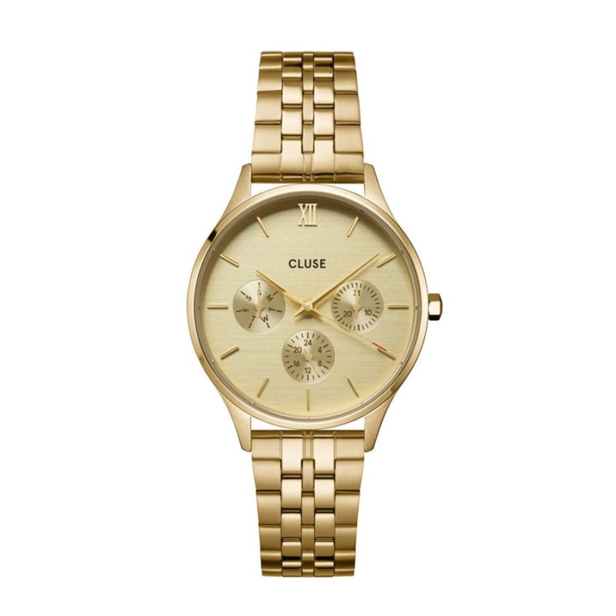 Watches Cluse | Cluse Minuit Multifunction Full Gold Link Watch