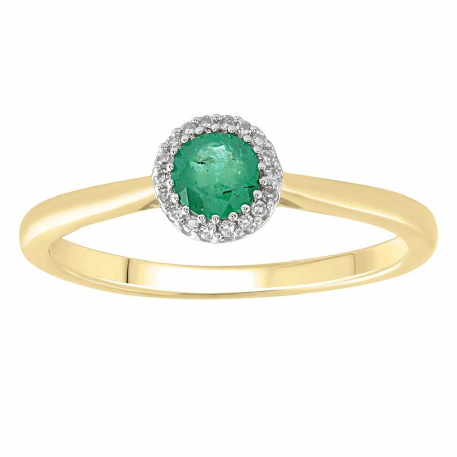 Jewellery Diamonds by WD | Emerald Ring With 0.03Ct Diamonds In 9K Yellow Gold