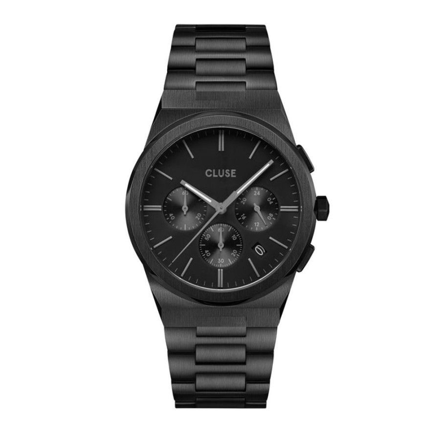 Watches Cluse | Cluse Vigoureux Chronograph Full Black Link