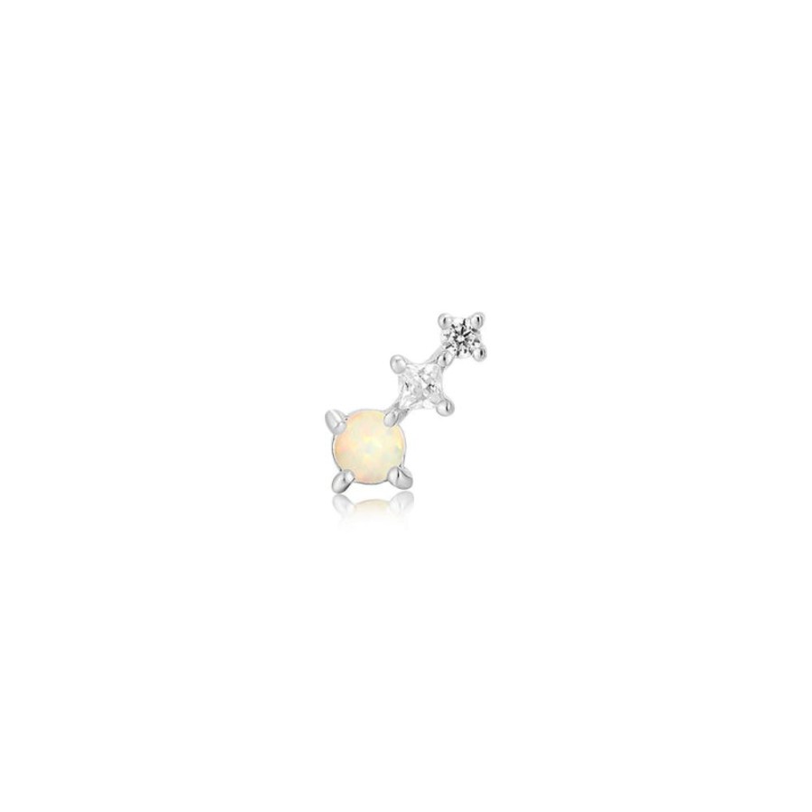 Jewellery Ania Haie | Silver Kyoto Opal Climber Barbell Single Earring