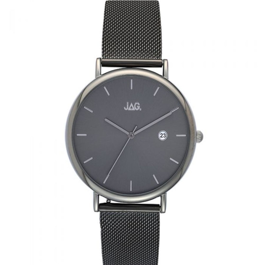 Watches Jag | Ryan Gunmetal Grey Dial Mesh Strap Watch