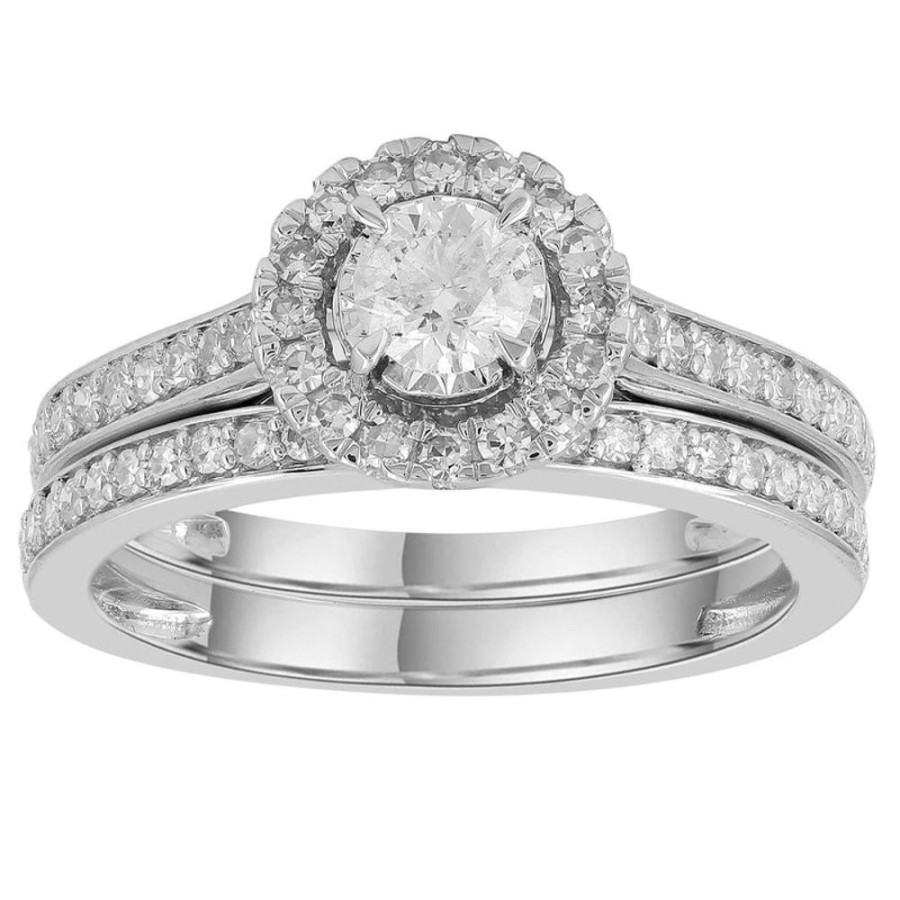 Jewellery Diamonds by WD | Engagment & Wedding Ring Set With 0.75Ct Diamonds In 9K White Gold