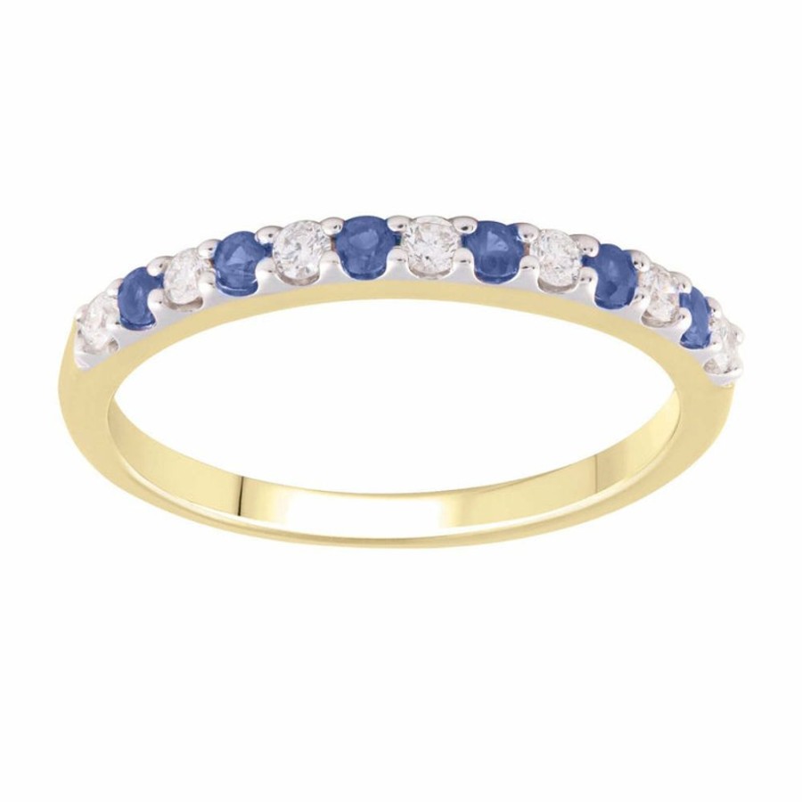 Jewellery Diamonds by WD | Sapphire Ring With 0.15Ct Diamonds In 9K Yellow Gold