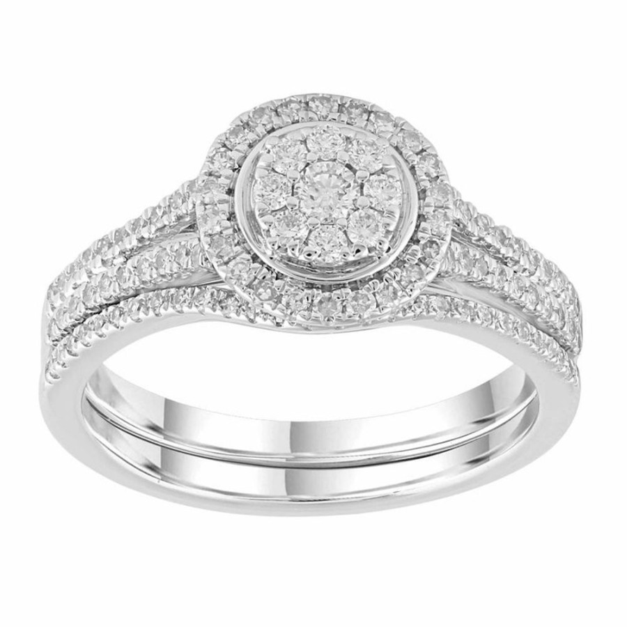 Jewellery Diamonds by WD | Engagment & Wedding Ring Set With 0.50Ct Diamonds In 9K White Gold