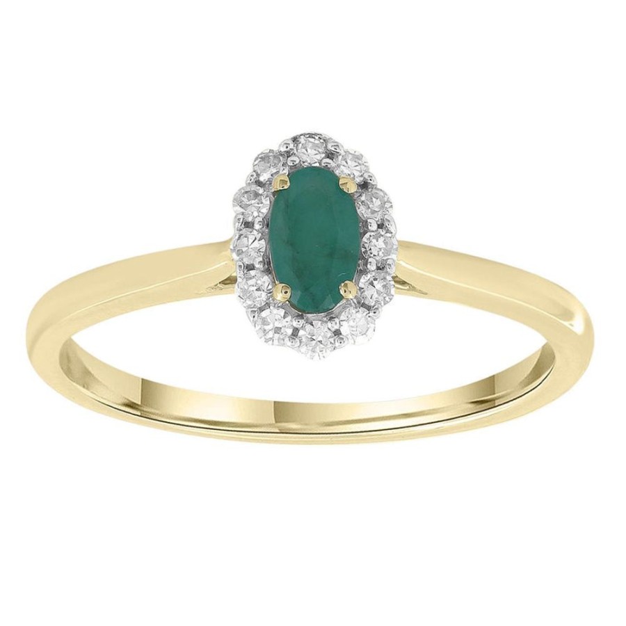 Jewellery Diamonds by WD | Emerald Ring With 0.1Ct Diamondsin 9K Yellow Gold